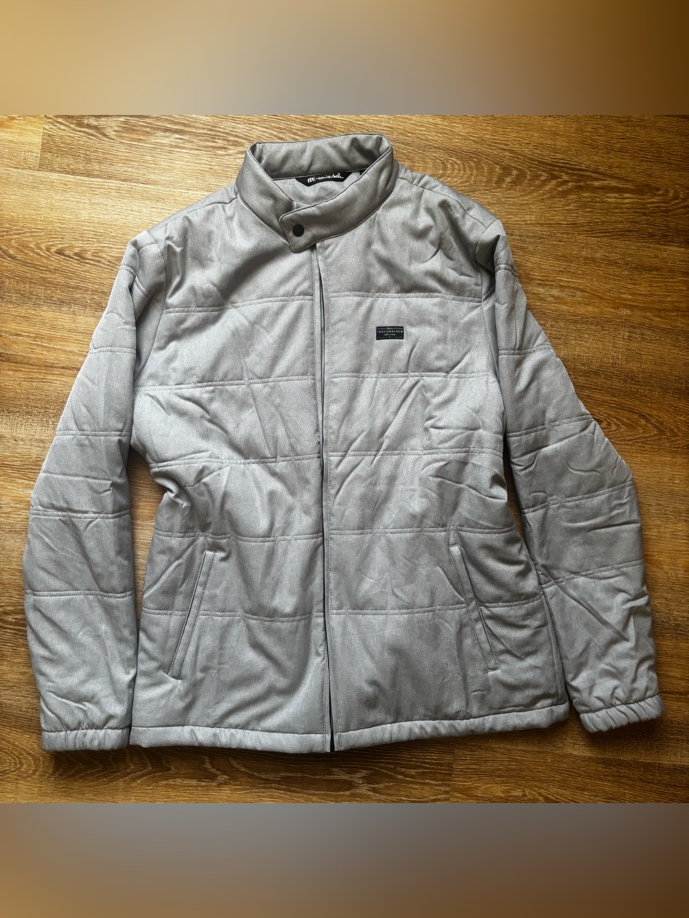 Travis Mathew Men's Light Gray Quilted Zip-Up Jacket